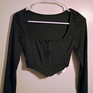 SHEIN Black Long Sleeve Corset Top